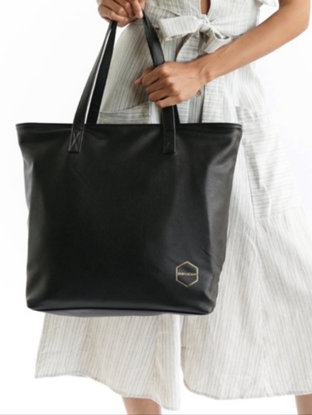 Fawn Design Black Faux-Leather Tote